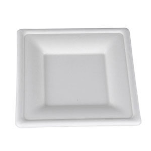 Plato Cuadrado Desechable Biodegradable 6  8  10 CAÑA DE AZUCAR